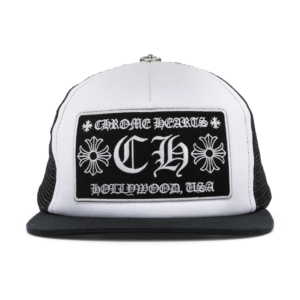 Chrome Hearts CH Hollywood Trucker Hat - Black-White