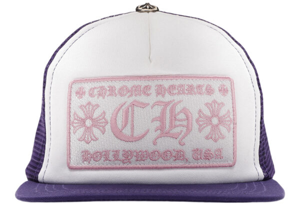 Chrome Hearts CH Hollywood Trucker Hat - White-Purple